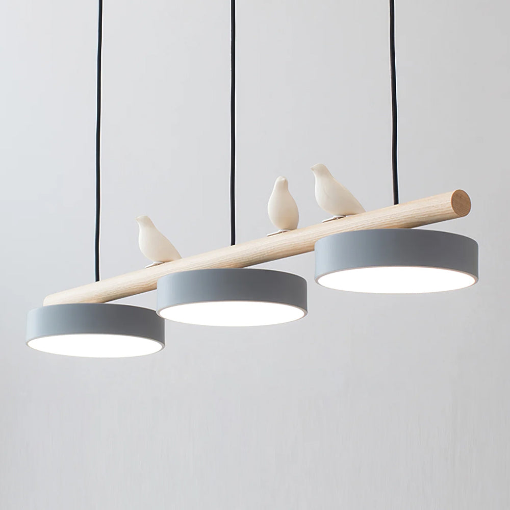Lampa Wisząca Nowoczesna z Motywem Ptaków - Szary