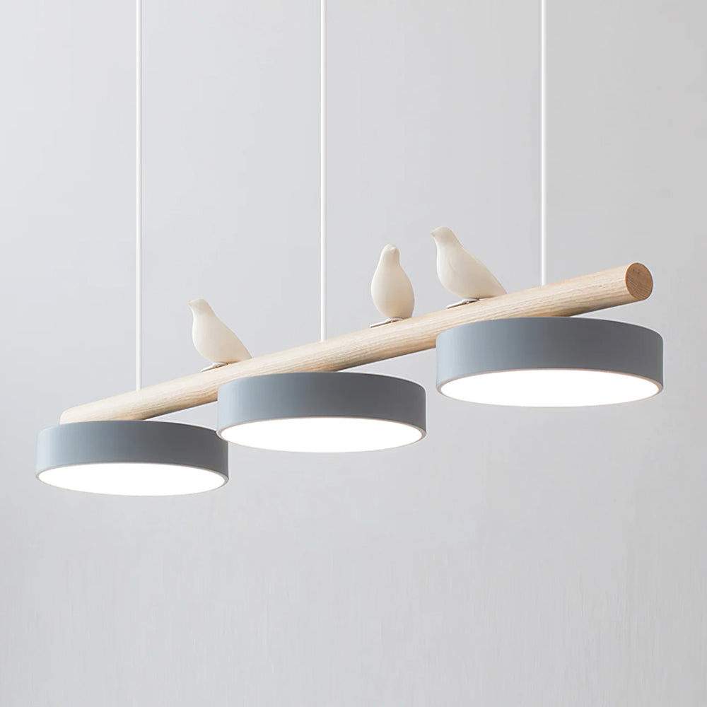 Lampa Wisząca Nowoczesna z Motywem Ptaków - Szary