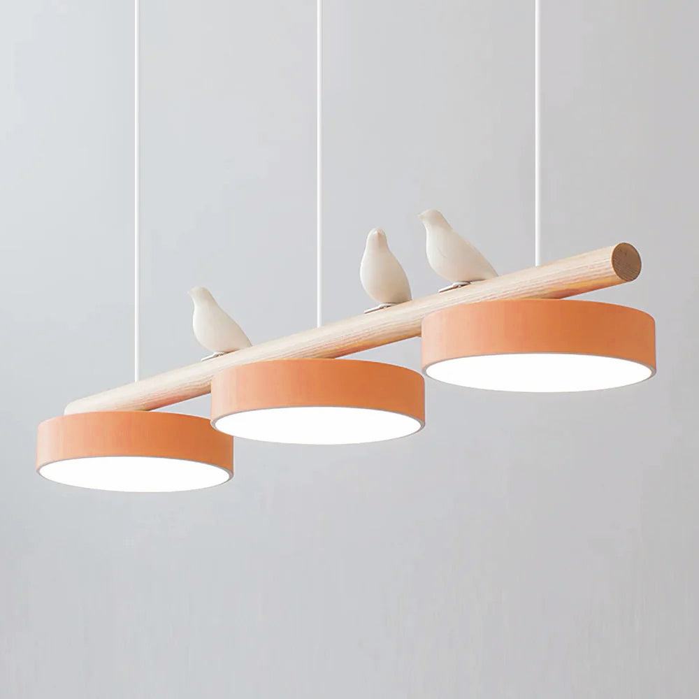 Lampa Wisząca Nowoczesna z Motywem Ptaków - Łososiowy