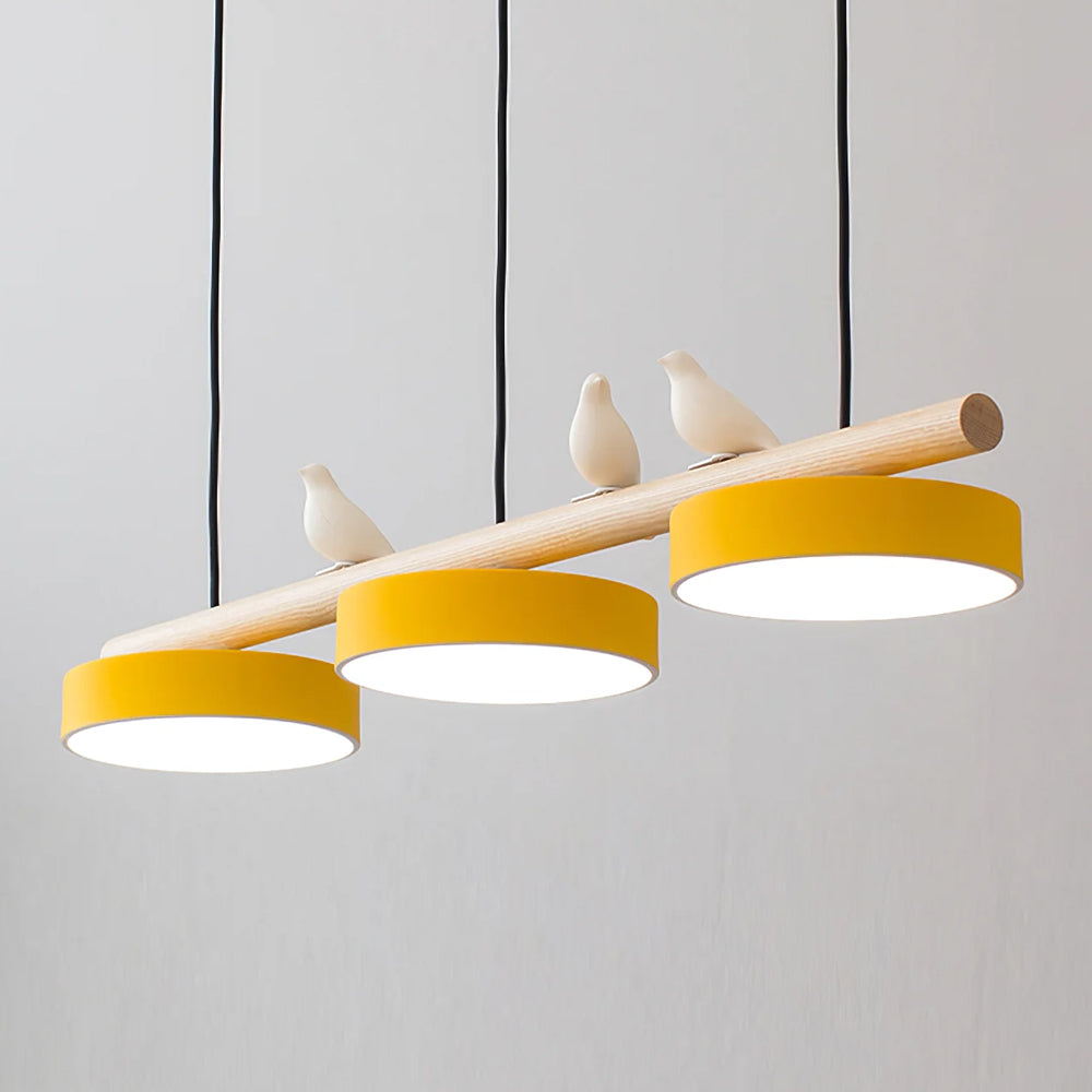 Lampa Wisząca Nowoczesna z Motywem Ptaków - Żółty