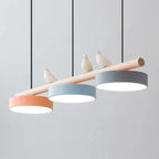 Lampa Wisząca Nowoczesna z Motywem Ptaków - Łososiowy/Niebieski/Szary