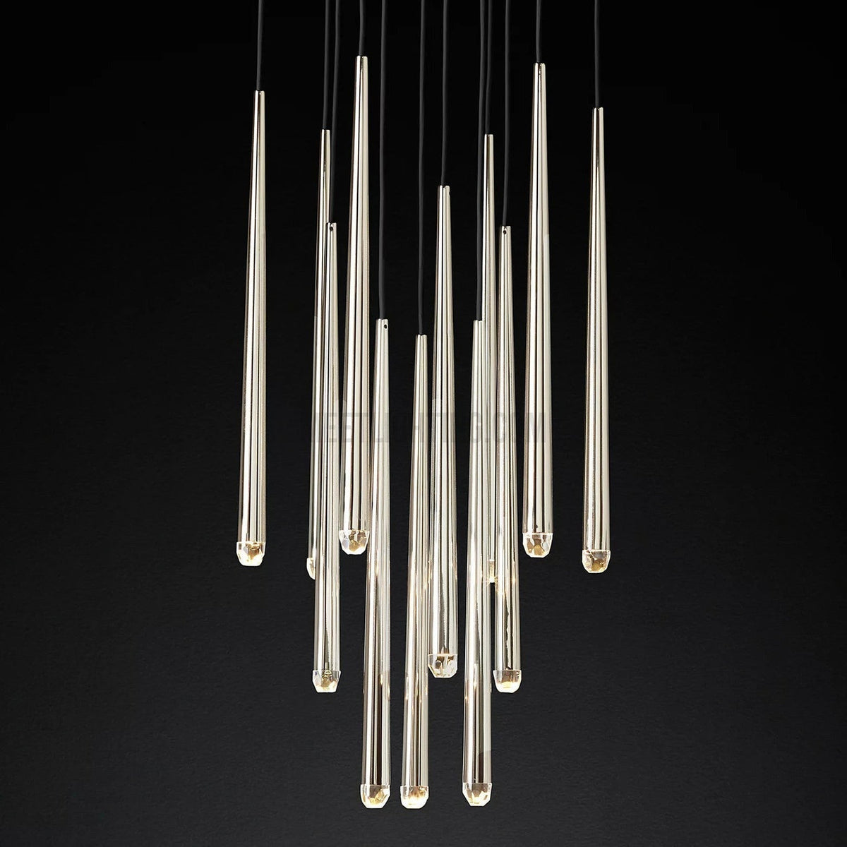 Lampa Wisząca Modernistyczna z Cylindrycznymi Tubami i Ronda Rozetą - Szlifowany nikiel