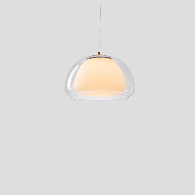 Lampa Wisząca Nowoczesna z Podwójnym Szklanym Kloszem - Cyjan