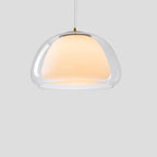 Lampa Wisząca Nowoczesna z Podwójnym Szklanym Kloszem - Cyjan