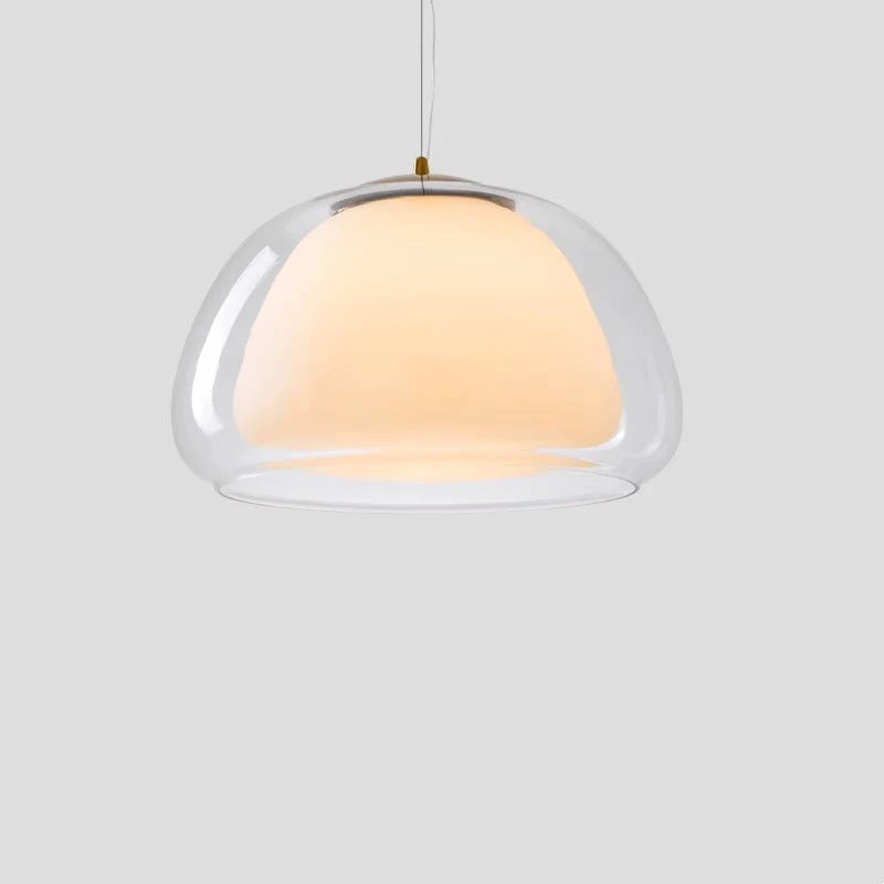 Lampa Wisząca Nowoczesna z Podwójnym Szklanym Kloszem - Cyjan