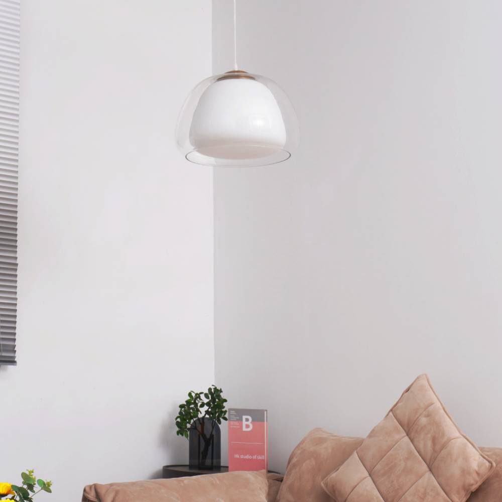 Lampa Wisząca Nowoczesna z Podwójnym Szklanym Kloszem - 25