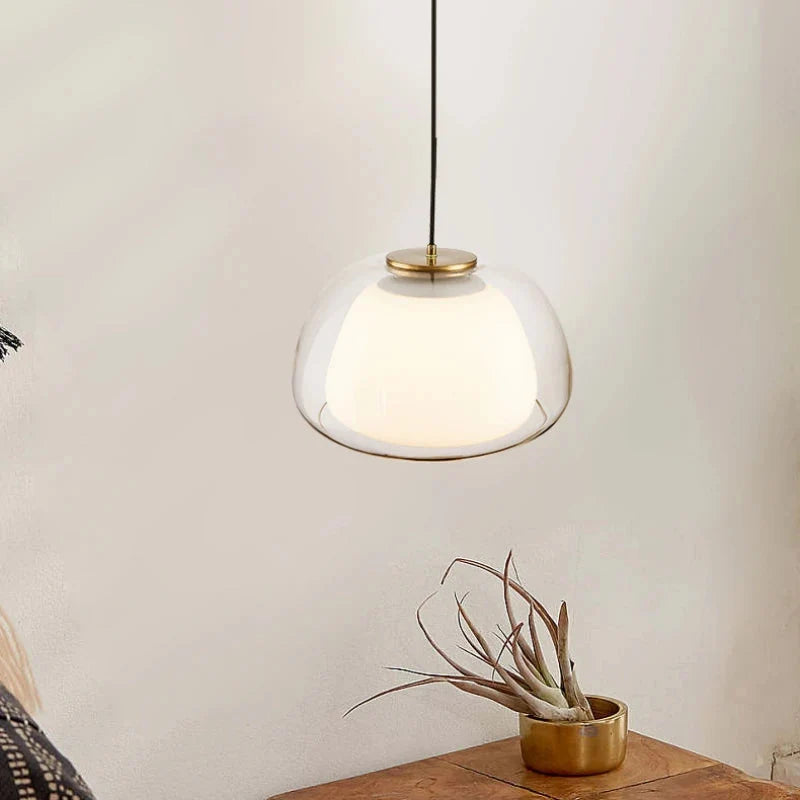 Lampa Wisząca Nowoczesna z Podwójnym Szklanym Kloszem - 26