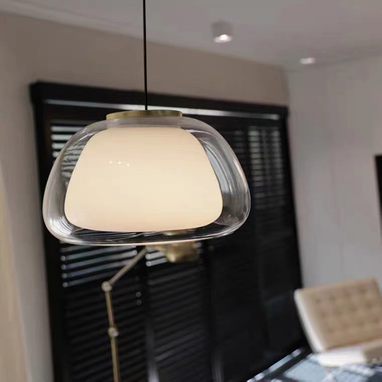 Lampa Wisząca Nowoczesna z Podwójnym Szklanym Kloszem
