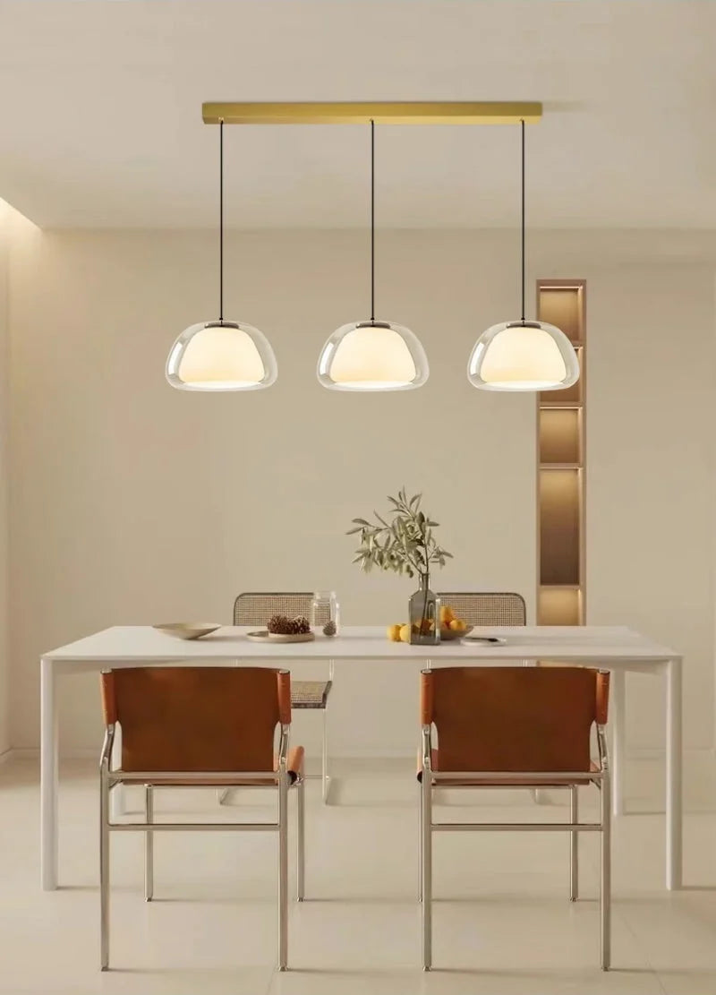 Lampa Wisząca Nowoczesna z Podwójnym Szklanym Kloszem - 32