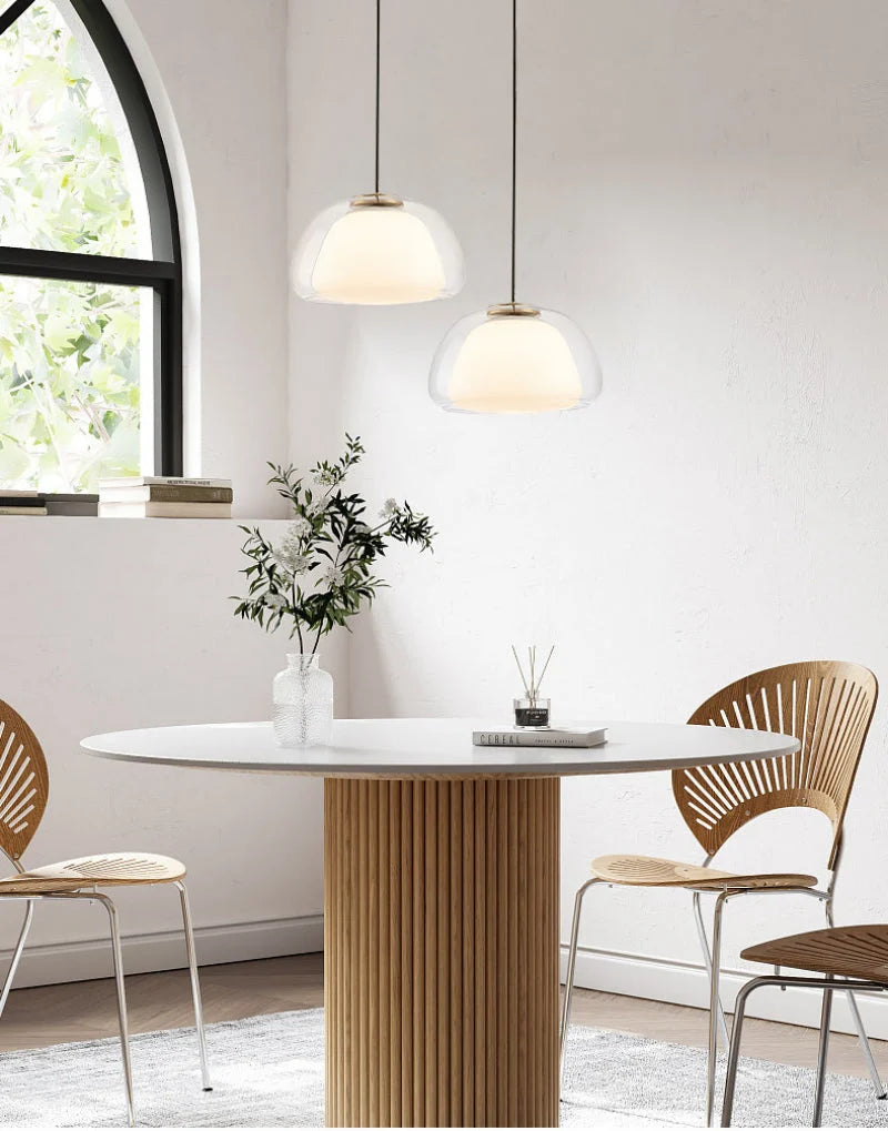Lampa Wisząca Nowoczesna z Podwójnym Szklanym Kloszem - 34