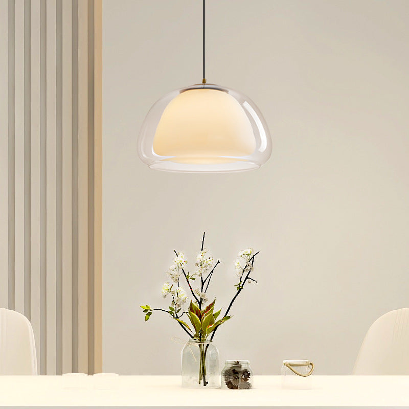 Lampa Wisząca Nowoczesna z Podwójnym Szklanym Kloszem