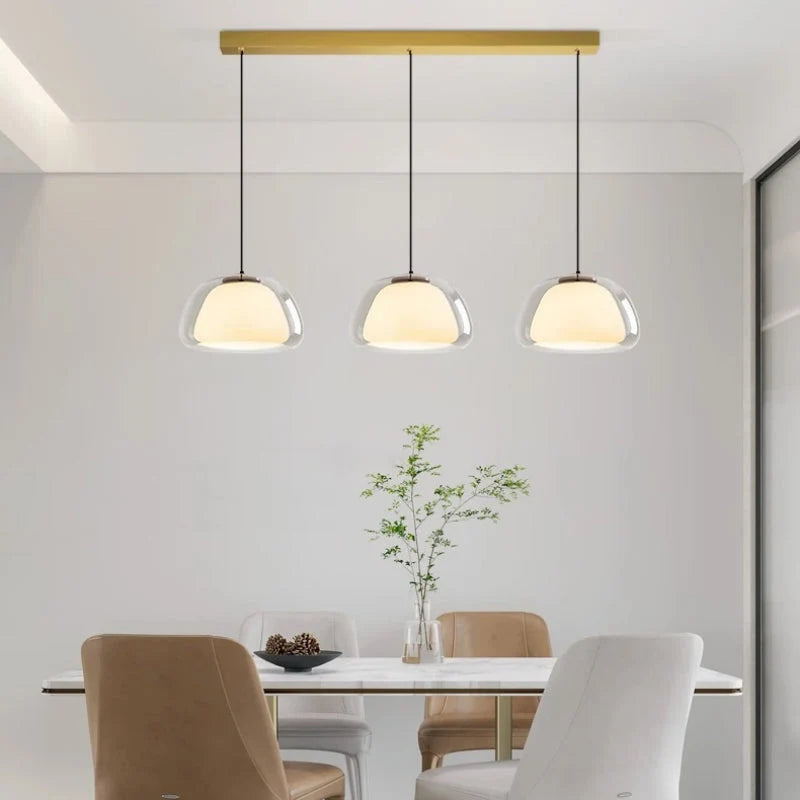 Lampa Wisząca Nowoczesna z Podwójnym Szklanym Kloszem - 7