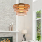 Lampa Wisząca Nowoczesna ze Szklanym Kloszem Warstwowym - 10
