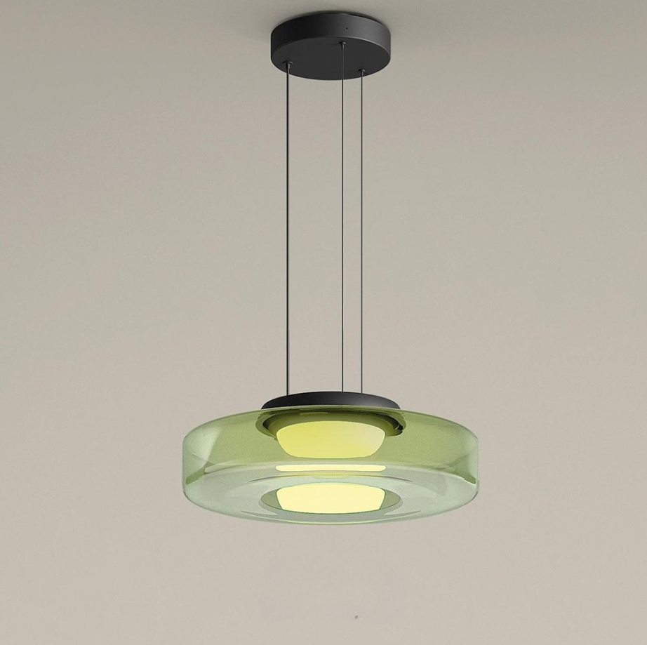Lampa Wisząca Nowoczesna ze Szklanym Kloszem Warstwowym - Zielony