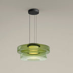 Lampa Wisząca Nowoczesna ze Szklanym Kloszem Warstwowym - Zielony