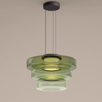 Lampa Wisząca Nowoczesna ze Szklanym Kloszem Warstwowym - Zielony