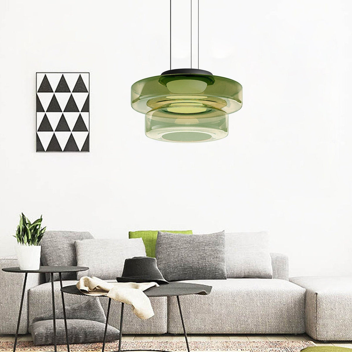Lampa Wisząca Nowoczesna ze Szklanym Kloszem Warstwowym - 16
