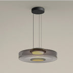 Lampa Wisząca Nowoczesna ze Szklanym Kloszem Warstwowym - Szary dymny