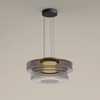 Lampa Wisząca Nowoczesna ze Szklanym Kloszem Warstwowym - Szary dymny