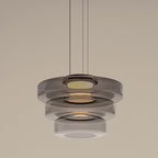 Lampa Wisząca Nowoczesna ze Szklanym Kloszem Warstwowym - Szary dymny