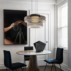Lampa Wisząca Nowoczesna ze Szklanym Kloszem Warstwowym - 22