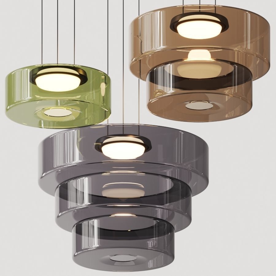 Lampa Wisząca Nowoczesna ze Szklanym Kloszem Warstwowym - 23