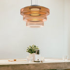 Lampa Wisząca Nowoczesna ze Szklanym Kloszem Warstwowym - 4