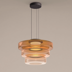 Lampa Wisząca Nowoczesna ze Szklanym Kloszem Warstwowym - Bursztynowy