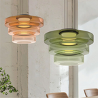 Lampa Wisząca Nowoczesna ze Szklanym Kloszem Warstwowym - 9