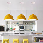 Lampa Wisząca Modern z Geometrycznym Kloszem w Kształcie Diamentu - Żółty