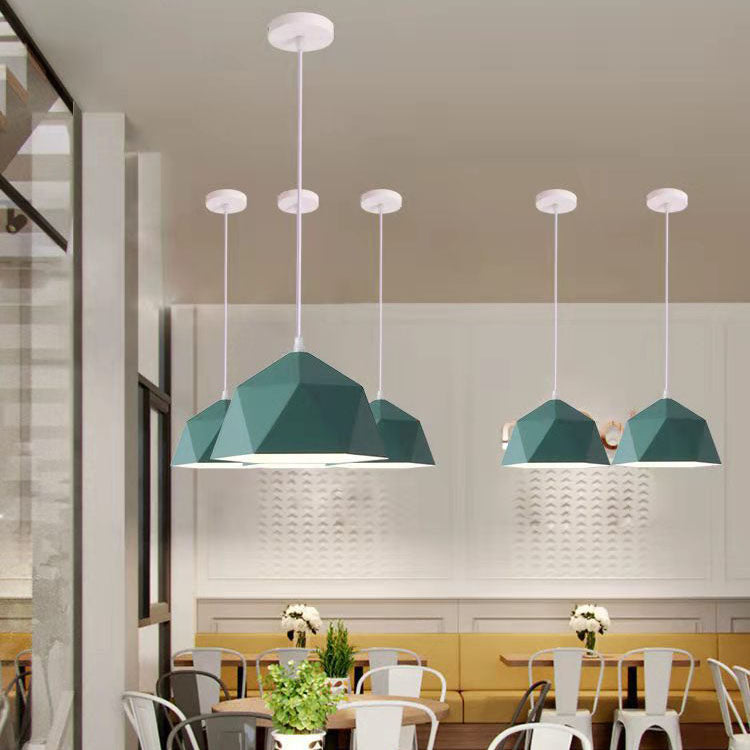 Lampa Wisząca Modern z Geometrycznym Kloszem w Kształcie Diamentu - Zielony