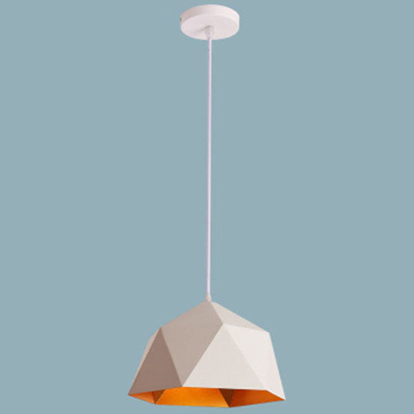 Lampa Wisząca Modern z Geometrycznym Kloszem w Kształcie Diamentu - Biały