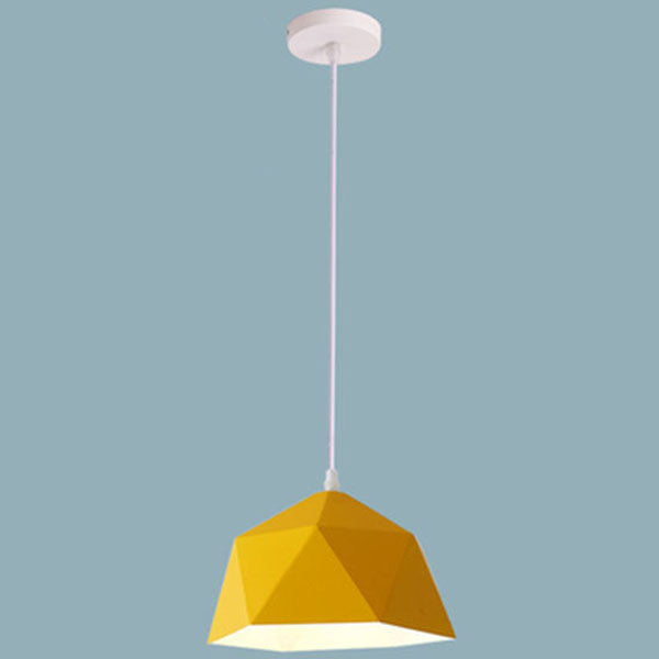Lampa Wisząca Modern z Geometrycznym Kloszem w Kształcie Diamentu - Żółty