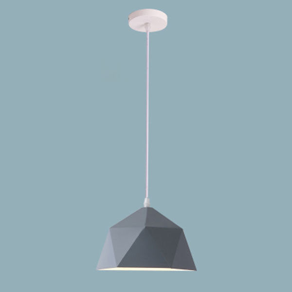 Lampa Wisząca Modern z Geometrycznym Kloszem w Kształcie Diamentu - Szary