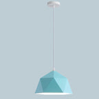 Lampa Wisząca Modern z Geometrycznym Kloszem w Kształcie Diamentu - Niebieski
