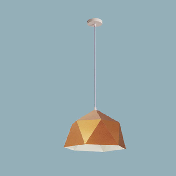 Lampa Wisząca Modern z Geometrycznym Kloszem w Kształcie Diamentu - Złoty