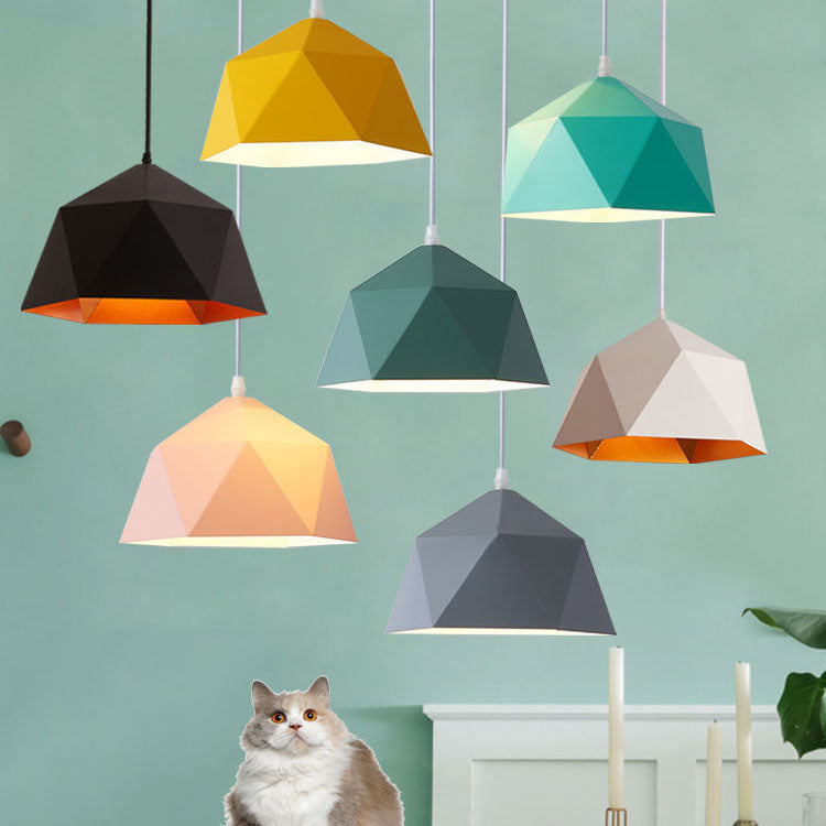 Lampa Wisząca Modern z Geometrycznym Kloszem w Kształcie Diamentu
