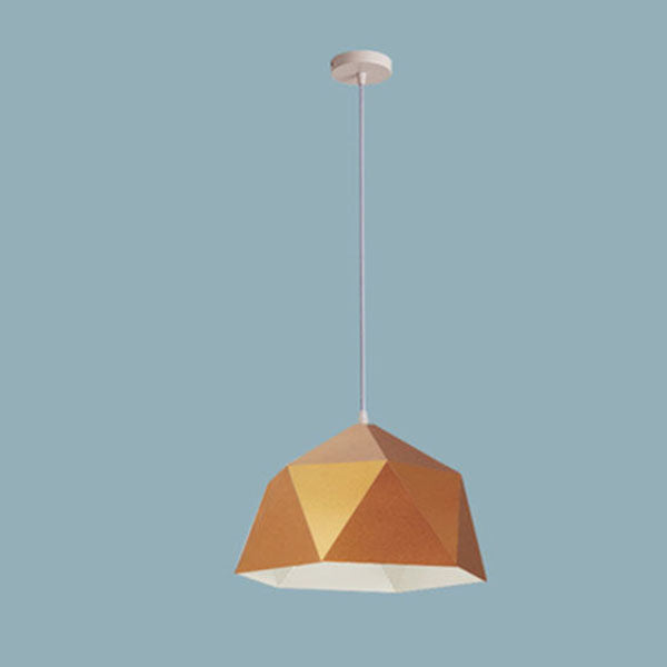 Lampa Wisząca Modern z Geometrycznym Kloszem w Kształcie Diamentu - Złoty
