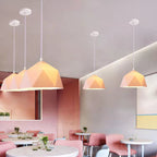 Lampa Wisząca Modern z Geometrycznym Kloszem w Kształcie Diamentu - Różowy