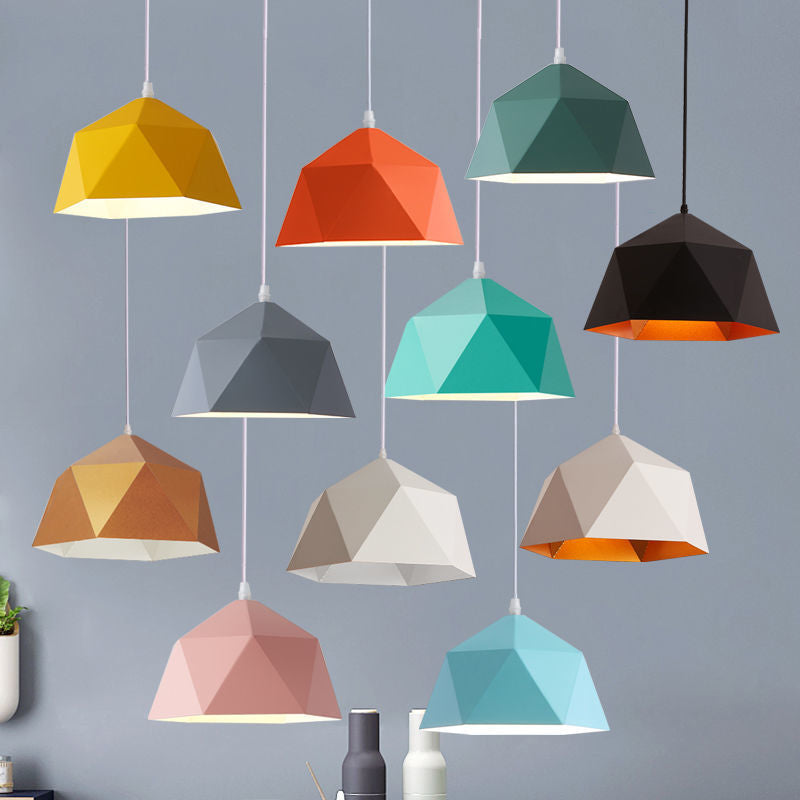Lampa Wisząca Modern z Geometrycznym Kloszem w Kształcie Diamentu - Czarny