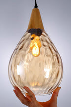Lampa Wisząca Modern z Żebrowanym Szklanym Kloszem - 14