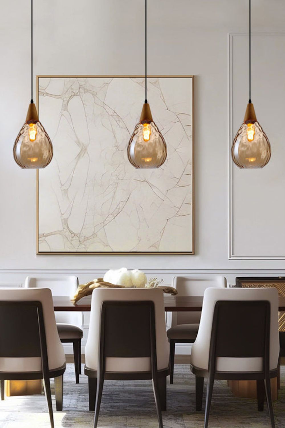 Lampa Wisząca Modern z Żebrowanym Szklanym Kloszem - 4