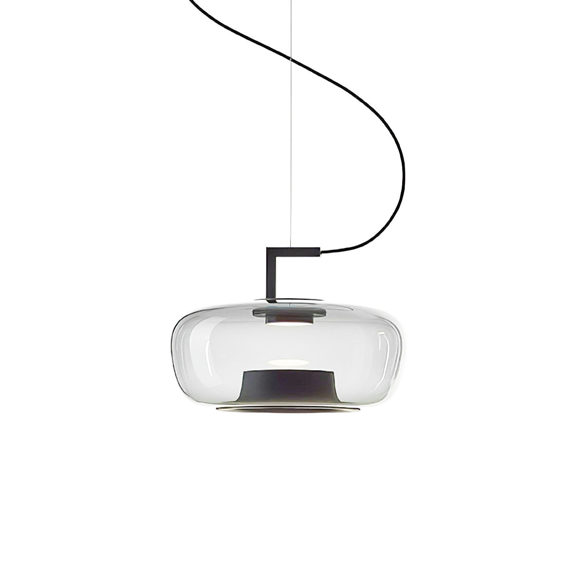 Lampa Wisząca Nowoczesna ze Szklanym Kloszem i Wbudowanym LED - Czarny/Przezroczysty