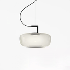 Lampa Wisząca Nowoczesna ze Szklanym Kloszem i Wbudowanym LED - Czarny/Mglisty biały