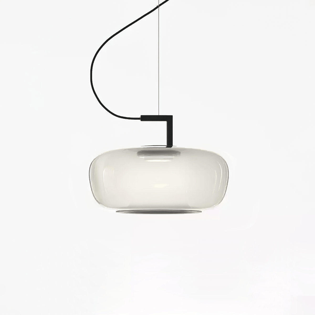 Lampa Wisząca Nowoczesna ze Szklanym Kloszem i Wbudowanym LED - Czarny/Mglisty biały