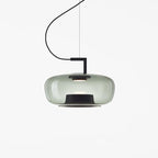 Lampa Wisząca Nowoczesna ze Szklanym Kloszem i Wbudowanym LED - Czarny/Zielony