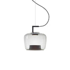 Lampa Wisząca Nowoczesna ze Szklanym Kloszem i Wbudowanym LED - Czarny/Przezroczysty