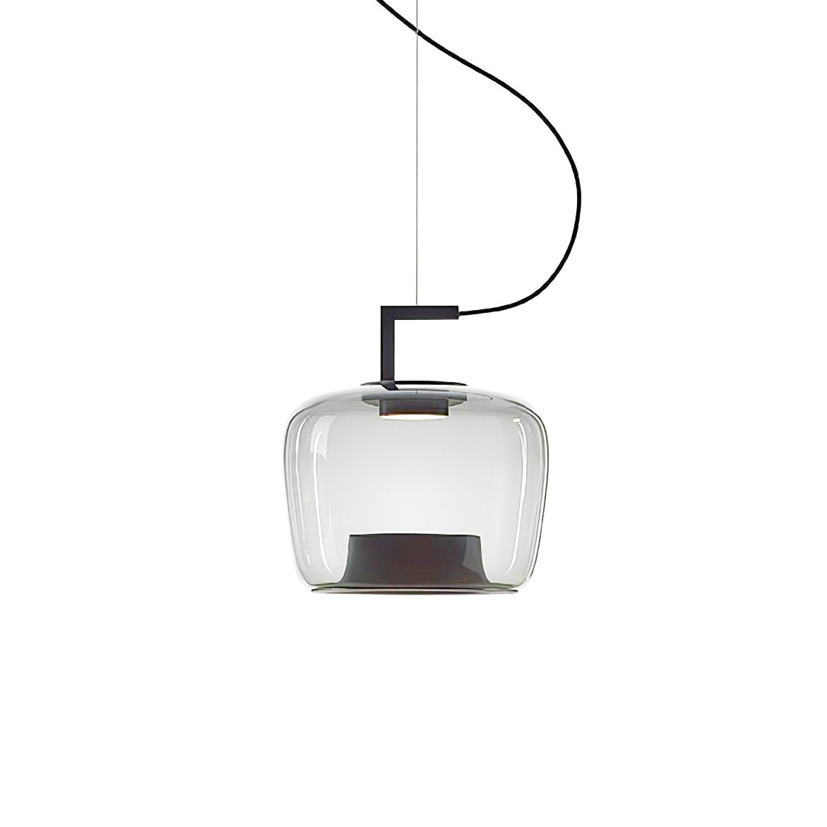 Lampa Wisząca Nowoczesna ze Szklanym Kloszem i Wbudowanym LED - Czarny/Przezroczysty