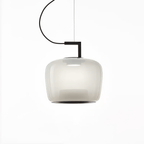 Lampa Wisząca Nowoczesna ze Szklanym Kloszem i Wbudowanym LED - Czarny/Mglisty biały
