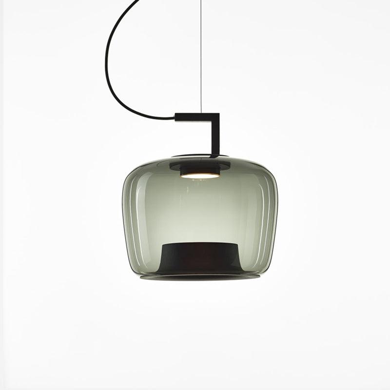 Lampa Wisząca Nowoczesna ze Szklanym Kloszem i Wbudowanym LED - Czarny/Zielony